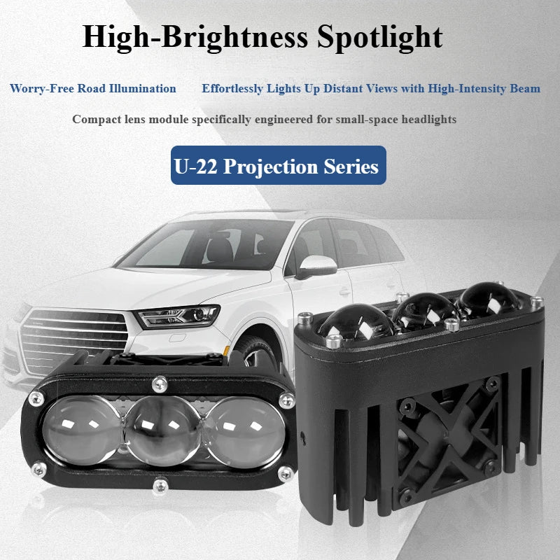 Ultra-Thin Triple Laser Fog Lights, Mesh Projector White/Yellow Dual-Color, IP68 Waterproof 75W Car & Motorcycle Accessories