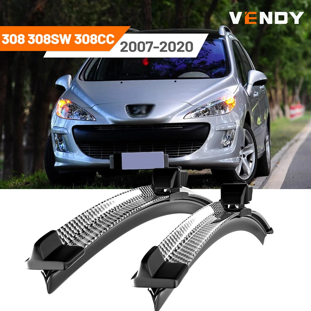 For Peugeot 308 308SW 308CC 2007-2020 2008 2010 2013 2014 2015 2016 2017 2pcs Front Windshield Wiper Blades Windscreen Wipers