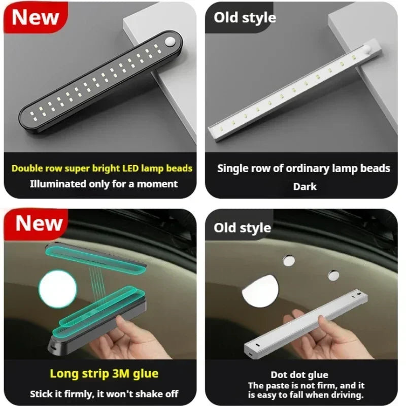 For Toyota Corolla 2002- 2016 2018 2019 2020 2021 Trunk Car Sensor Light Floor Trunk Hood USB Rechargeable Induction Light Bar