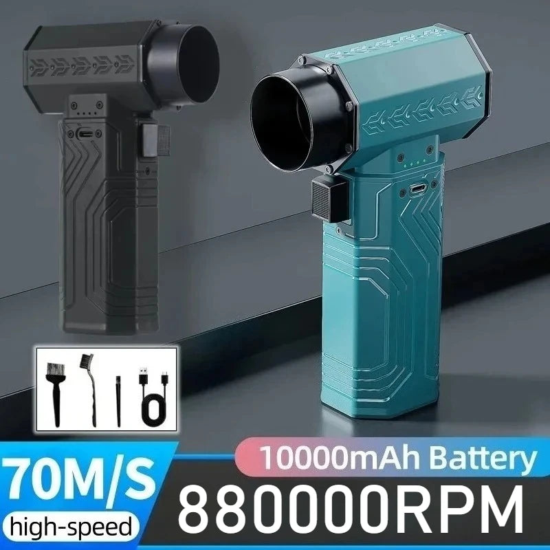 880000RPM Turbo Fan Jet Powerful Air Blower 10000mAh 600g Thrust 70m/s Wind Brushless Duster, vacuum leaf Removal Dryer for car
