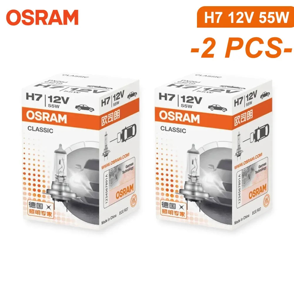OSRAM CLASSIC 64210 H7 12V 55W PX26d Standard Hi/lo Beam Car Lamp 3200K White Halogen Light Car Headlight Bulb
