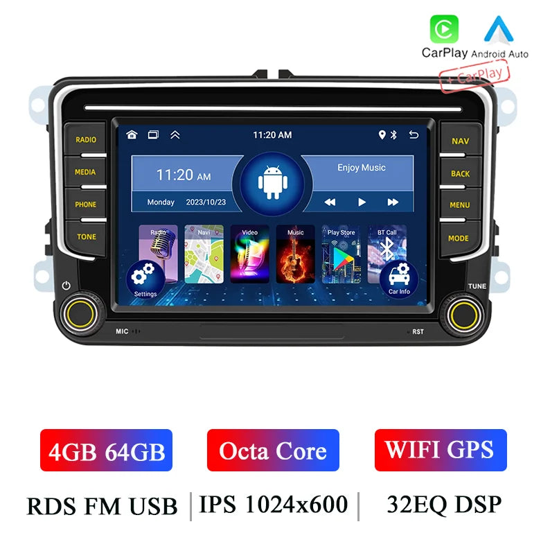 BQCC 7" Android 13 Octa Core Car Player Mirrorlink Carplay WIFI GRS For Volkswagen VW CC Passat B7 Polo Golf 5 6 Jetta mk5 mk6