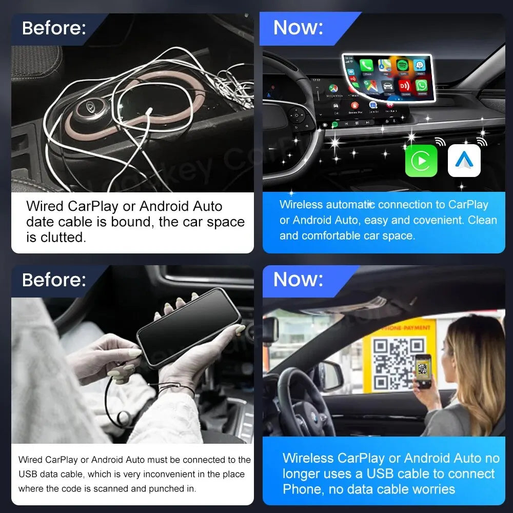 CarlinKit 5.0&Mini5 Pro Wireless CarPlay Android Auto Adapter 2 in 1 CP2A Plus Smart Dongle for Bluetooth 4.2 Spotify Map FOTA