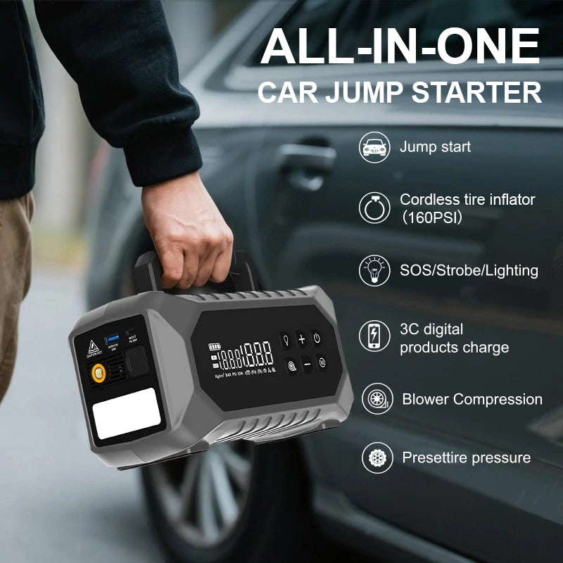 Portable Car Jump Starter with Air Pump Car Battery Jump Starter Power Station MultiFunction Jump Starter Car