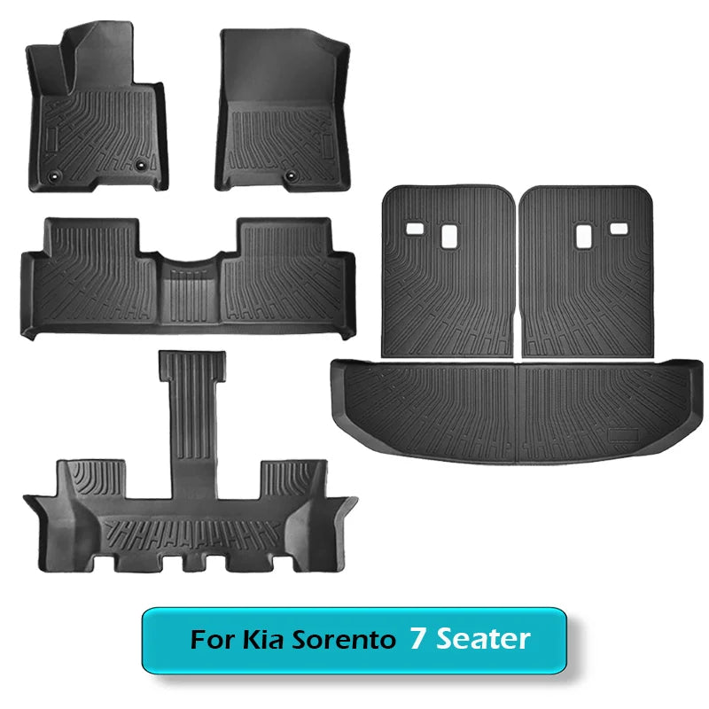 All Weather Floor Mats Cargo Liner for 2021 - 2025 2026 Kia Sorento Hybrid TPE Car Trunk Mat with Backrest Pad PHEV & HEV