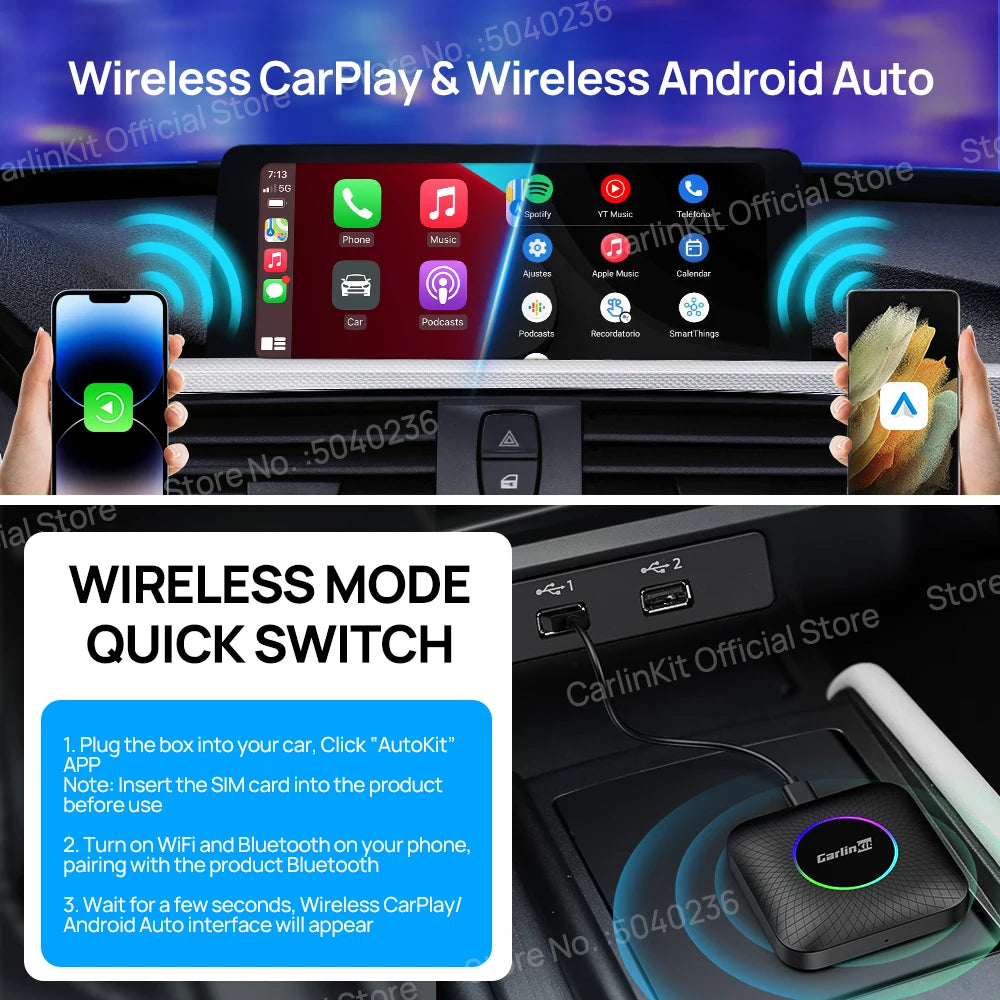 2025 CarlinKit 3 In 1 Android 13 Mini CarPlay Ai Box Android Auto Wireless CarPlay Box QCM6125 6225 8-Core For Wired AA CP Cars