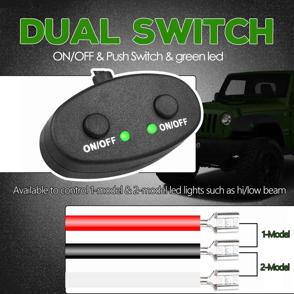 3 pin LED Light Bar Wiring Harness 3 Lead Wiring Harness with 12V 40A Relay Control two lights for led work lamp Different Modes