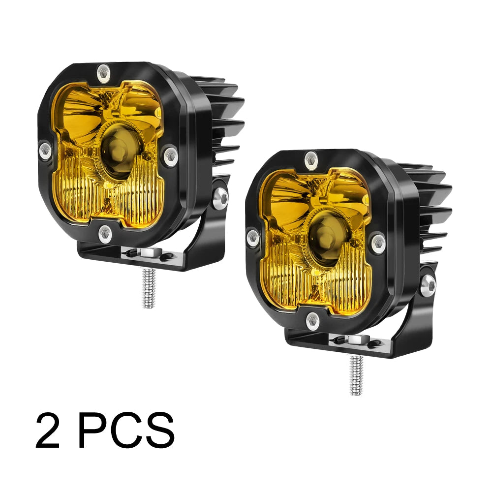 BraveWAY Super Bright 3 inch LED Working Light for Off-Road Motorcycle Truck 4x4 Assisted Driving Lamps Spot +Flood Beam