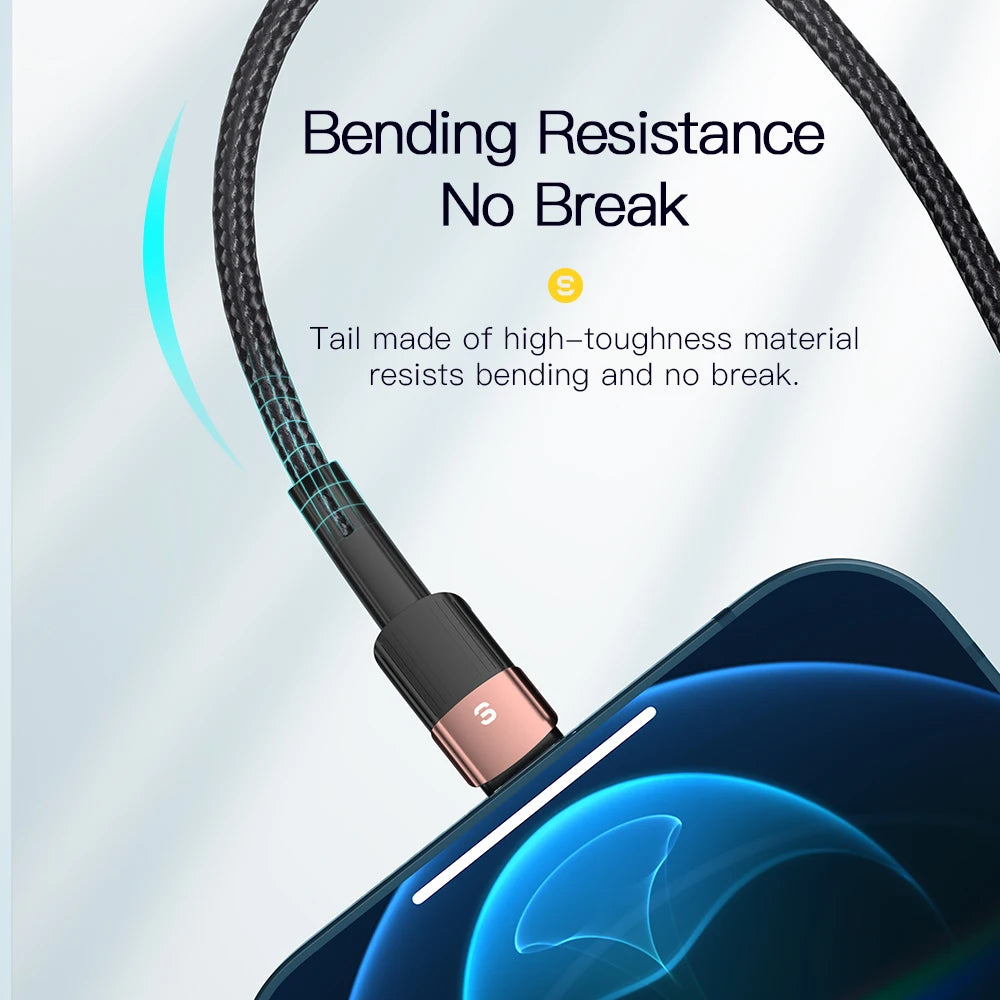 3m Essager Fast Charging For iPhone Usb Cable 11 12 13 14 Pro Max Mini Xs Xr X SE 8 7 6 Plus 2.4A Wire For iPhone Charger Cord