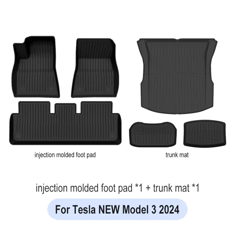 2023-2025 For Tesla Trunk Mat For  Model 3 highland Floor Mat  Luggage Mat TPE waterproof Anti-Slip Set Floor Liner Mats