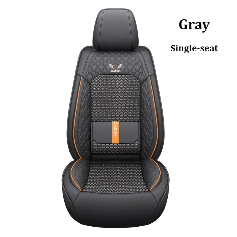Ergonomic Car Seat Cushion – Nappa Leather & Ice Silk, High-Resilience Sponge, All-Season Comfort for Most Vehicles