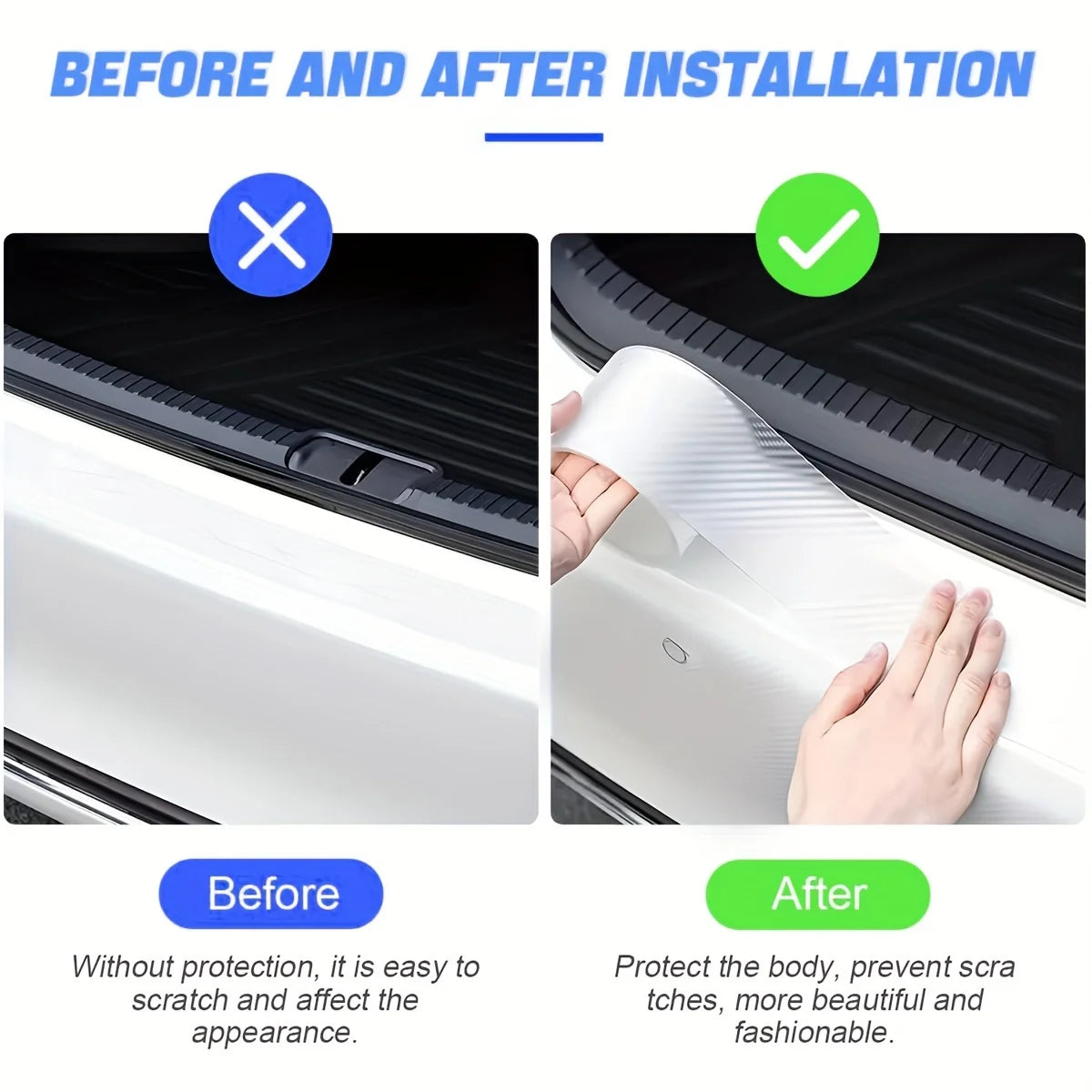 Carbon Fiber Car Door Edge Bumper Protector 3D Sticker Tape Wrap Transparent Anti-Scratch Film Vehicle Protect  Waterproof Body