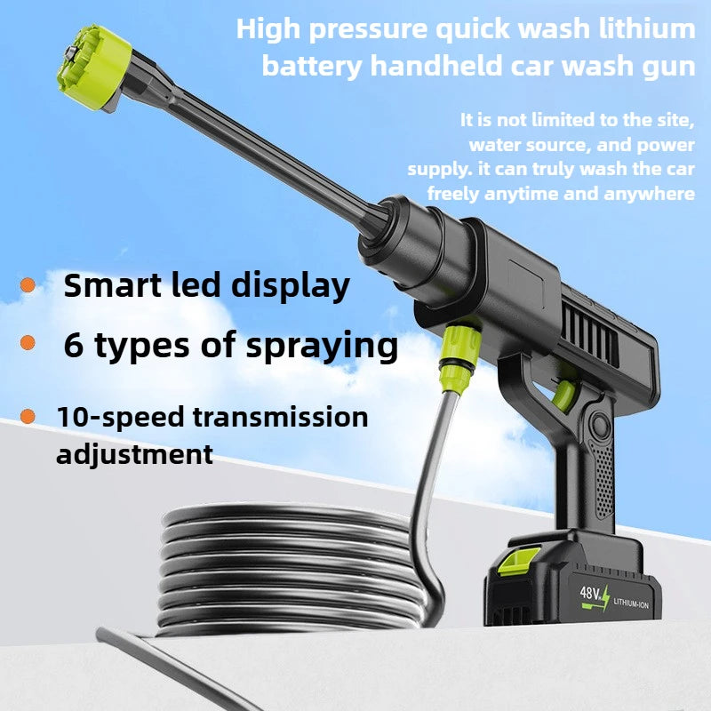Home Car Wash High-pressure Water Gun Wireless Car Washer Portable Car Cleaning Machine Car Lithium High-pressure Water Grabbing