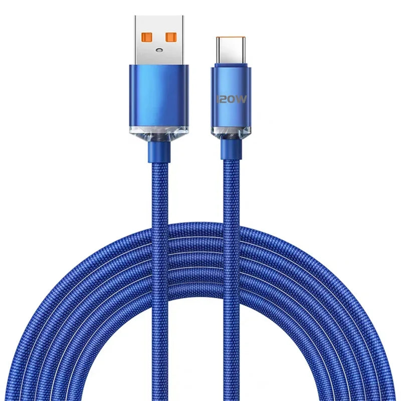 120W USB C Cable 6A Super Fast Charge Cable Phone Charger Type C Wire For Samsung Xiaomi Huawei 0.25M/1M/2M USB Type C Data Cord