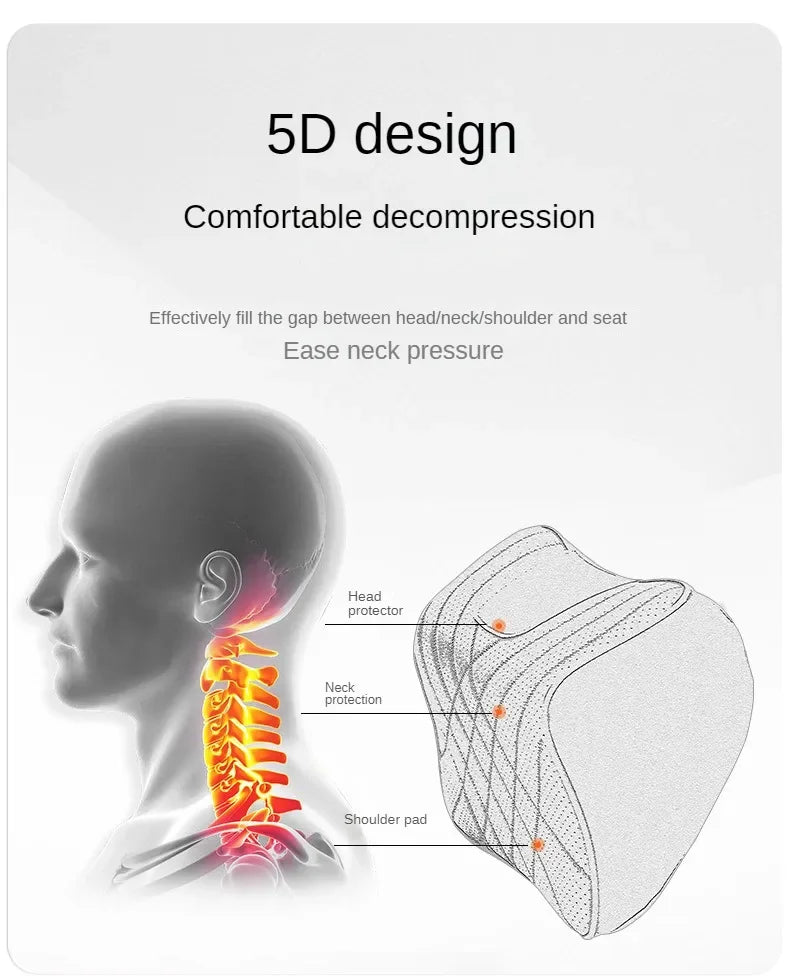 Car Neck Pillow Memory Foam Leather Auto Headrest And Back Cushion Set Seat Lumbar Waist Support Sewing Head Protective Cover