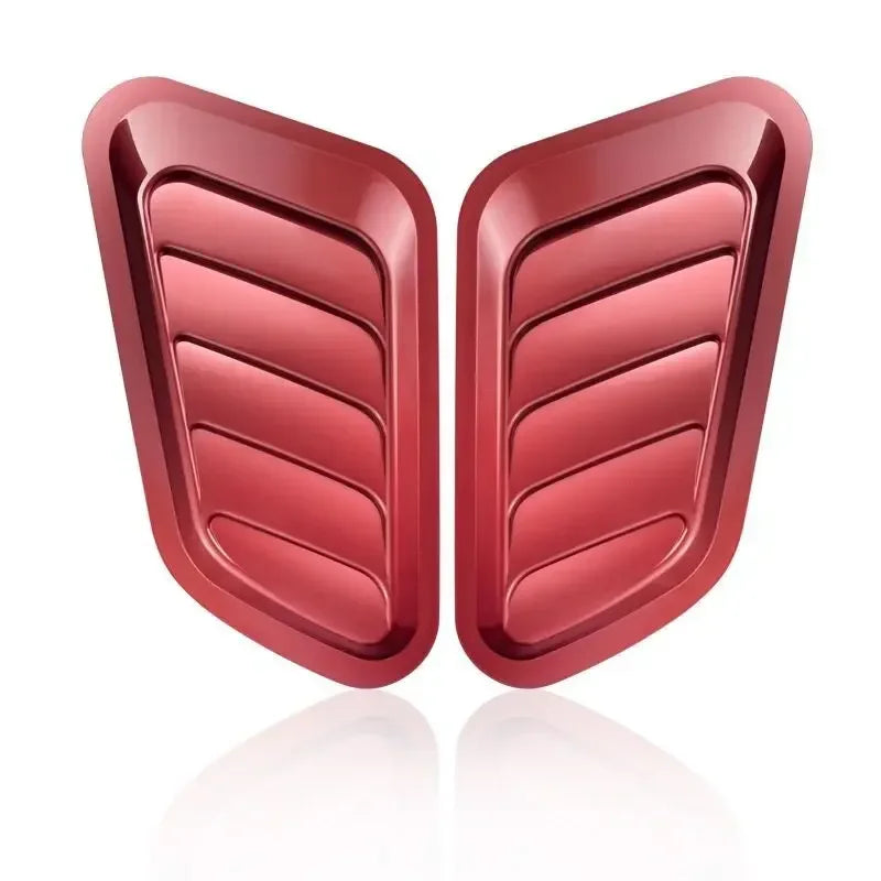 2Pcs Universal Carbon Fiber Car Hood Decoration Personality Shark Gills Simulation Air Outlet Design Durable Pasted Leaf Board