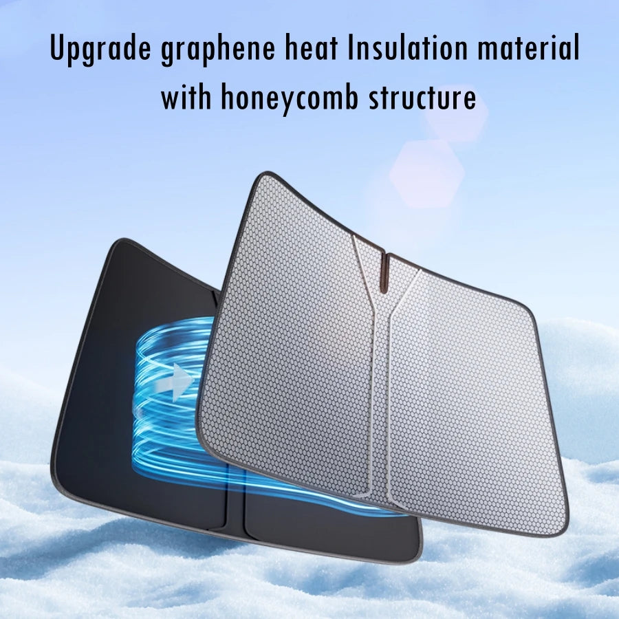 For Tesla Model Y/ Juniper 2025-2020 Upgraded Graphene Heat Insulation Front Sunshade Windshield  [Tailored Fit, 99% Sun Protect