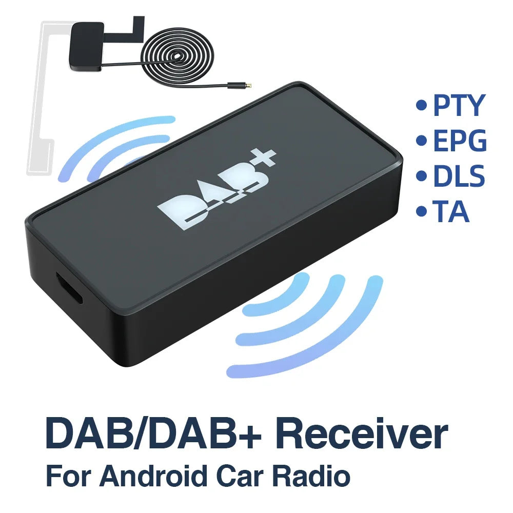 DAB+ Antenna for Android Car Radio With USB Adapter GPS Stereo DAB Receiver Player Automatic Scan Support Channel List LOGO