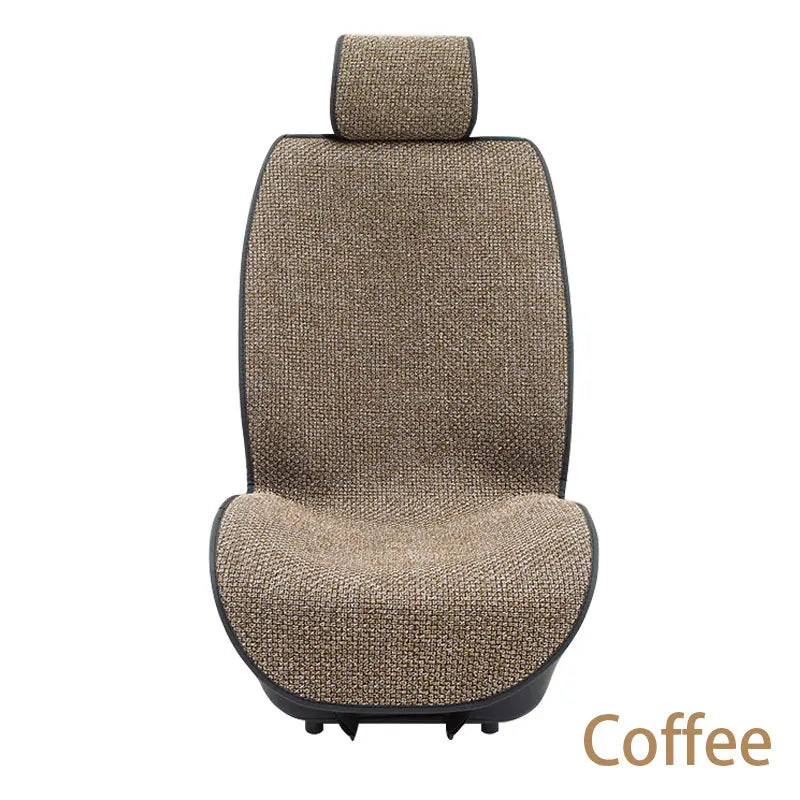 SEAMETAL Flax Car Seat Cover Breathable Sweatproof Linen Car Seat Cushion with Backrest Pad 4-Season Universal for 98% Vehicles