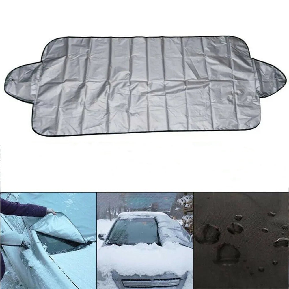 Foldable Car Windshield Snow Cover Cap Frost Guard Ice Winter Silver Ribbon 70cmx150cm Windshield Sunshades Exterior Accessories