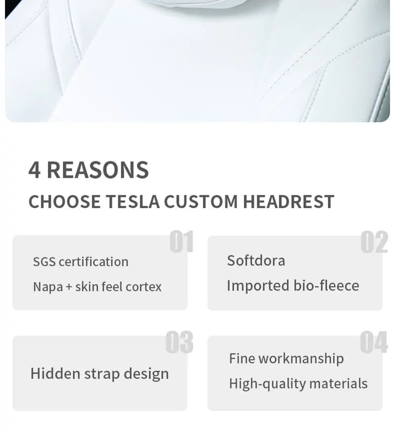 For Tesla Model 3 Y Flocking/Leather Car Seat Neck Pillow Soft Memory Neck Pillow High-Quality Headrest Lumbar Support