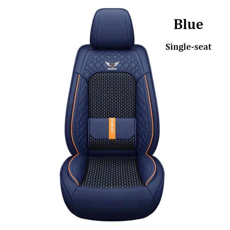 Ergonomic Car Seat Cushion – Nappa Leather & Ice Silk, High-Resilience Sponge, All-Season Comfort for Most Vehicles
