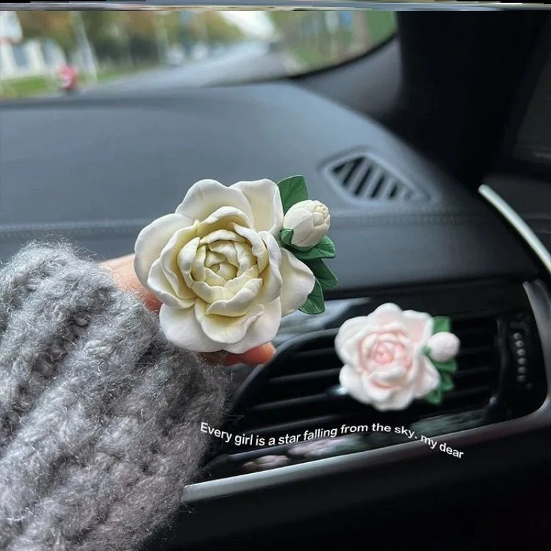 High-End Car AC Vent Jasmine Ornament - Niche Flower Decor, Perfect Gift for Interior Upgrade