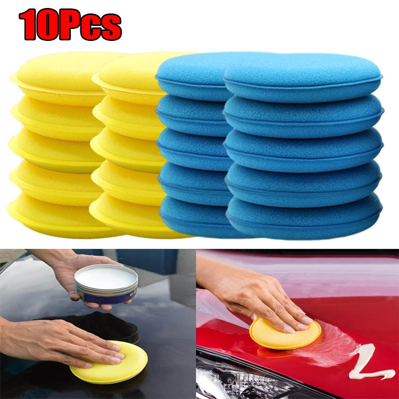 10Pcs Round Car Waxing Polish Sponges Car Detailing Tools High Density Foam Applicator Pads Curing and Polishing Sponge Car Wash