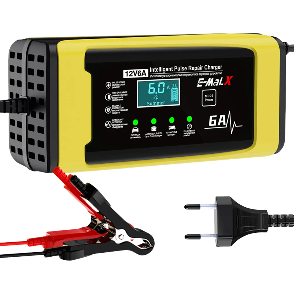 Car Battery Charger 110-220V Power Puls Repair Charger Moto Truck Battery Charger 12V 6A Wet Dry Lead Acid Battery LED Display