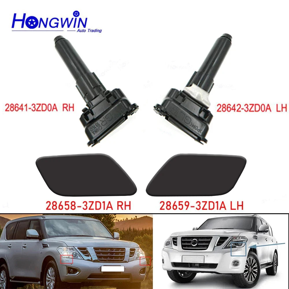 Headlight Headlamp Washer Nozzle Cover Cap For Nissan Patrol Y62 2013 2014 2015 2016 2017+ 28642-3ZD0A 28658-3ZD1A 28659-3ZD1A