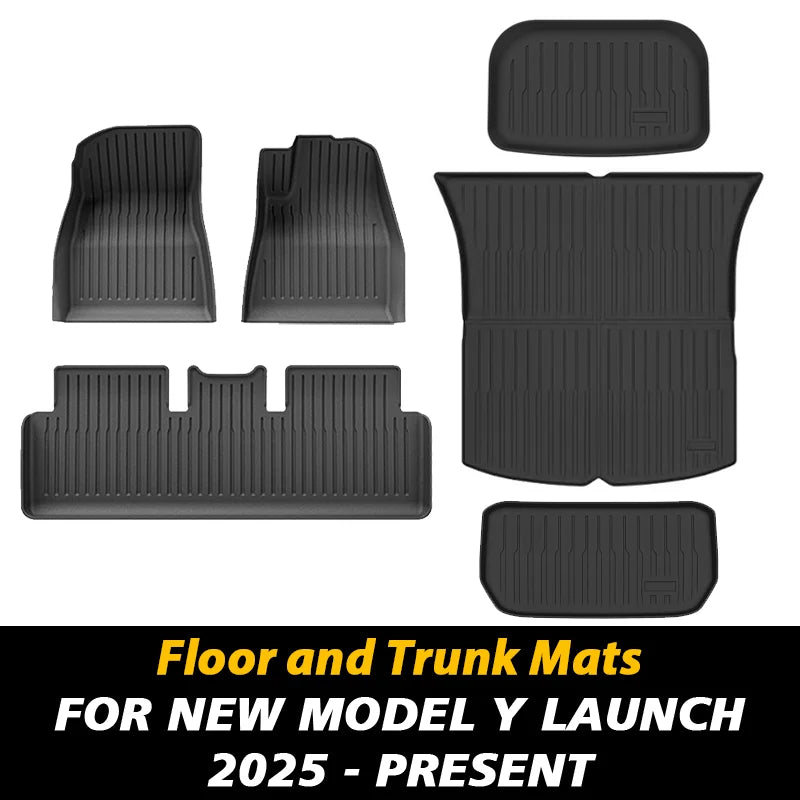 For New Tesla Model Y Launch 2025+ Juniper TPE Floor Mat & Cargo Liner All Weather Trunk Mats Floor Liner Seat Backrest Mats
