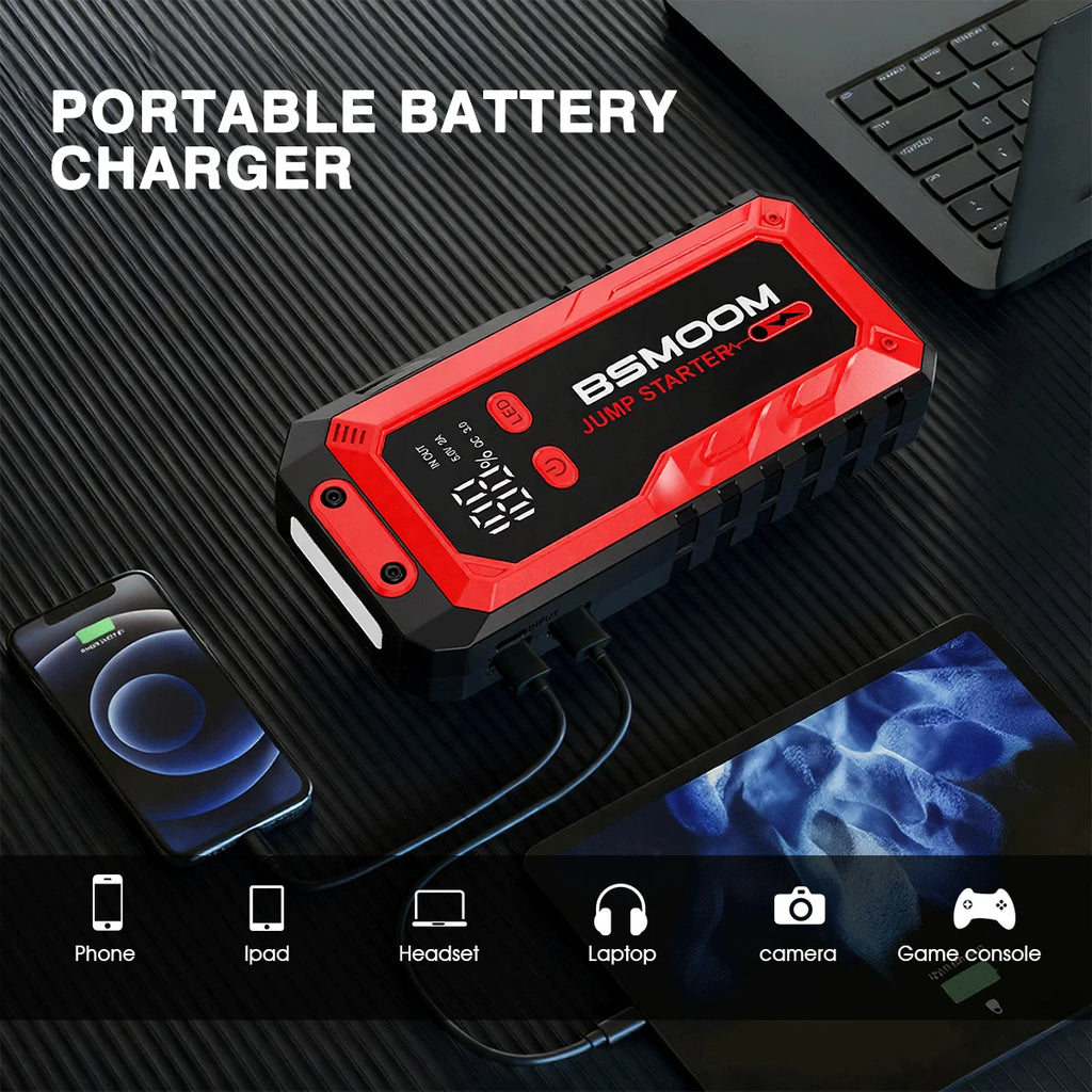 BSMOOM 7000A Car Jump Starter Big Power Bank Car Battery Booster 12V Car Starting Device for Petrol 9.0L Diesel 8.0L