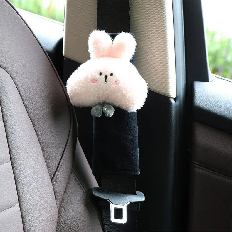 Woman Girl Neck Cushion Rabbit Car Accessories Seat Belt Shoulder Pad Animal Cervical Pillow Universal Headrest Cute Neck Pillow