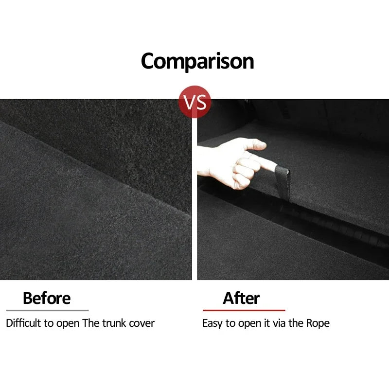 For Tesla Model Y Juniper Rear Trunk Rope DrawString Open Tail Strop Cover Handle Pull Strap Car Organizer Accessories Mat Pad