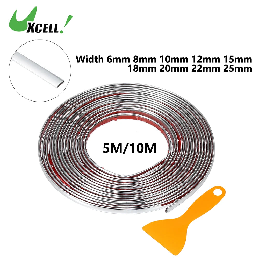 Uxcell Car Chrome Trim Molding Body Window Seal Rubbing Strip Bumper Anti-Collision Strip for Auto DIY Shiny Self-Adhesive Strip