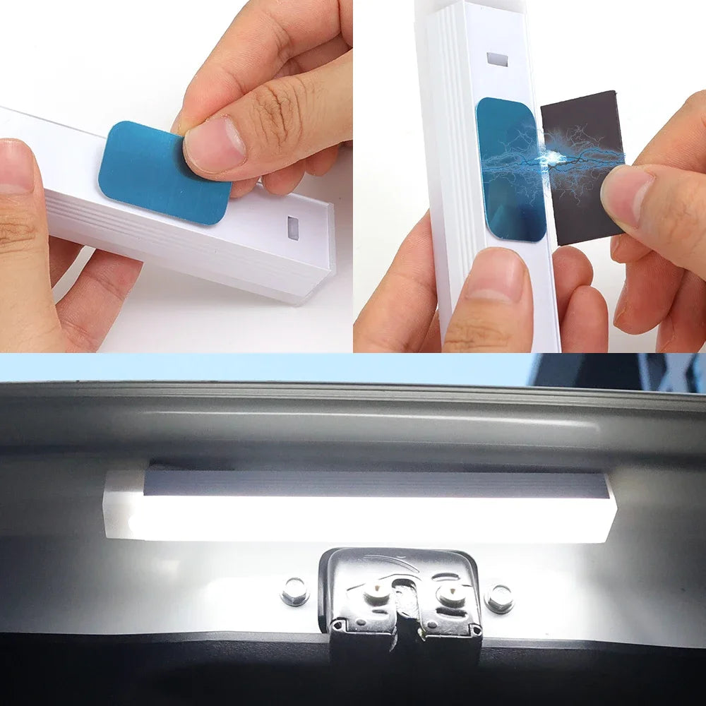 Car Sensor Light For Floor Trunk Hood Auto Interior Reading Light USB Charging Human Body Induction Trunk Magnetic Sensing Light