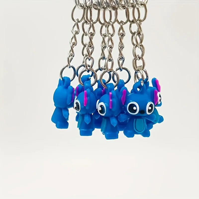 10pcs Disney Stitch Silicone Keychain Set - Cute Cartoon Interstellar Baby Accessories, Fashionable Couple Packaging Accessories