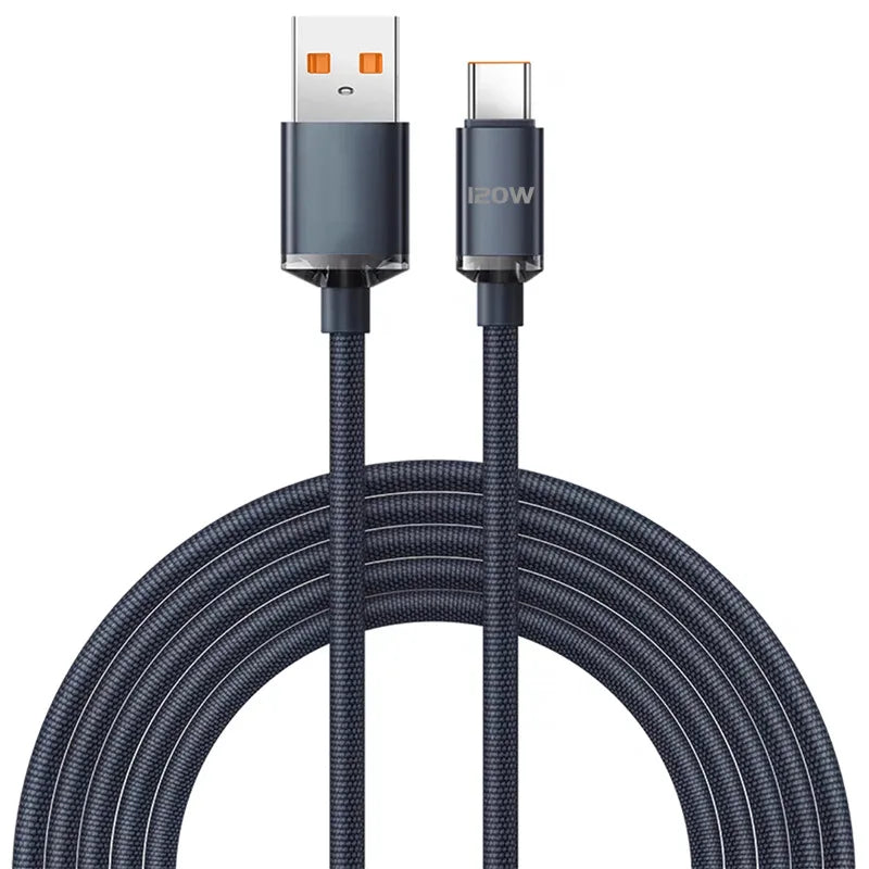 120W USB C Cable 6A Super Fast Charge Cable Phone Charger Type C Wire For Samsung Xiaomi Huawei 0.25M/1M/2M USB Type C Data Cord