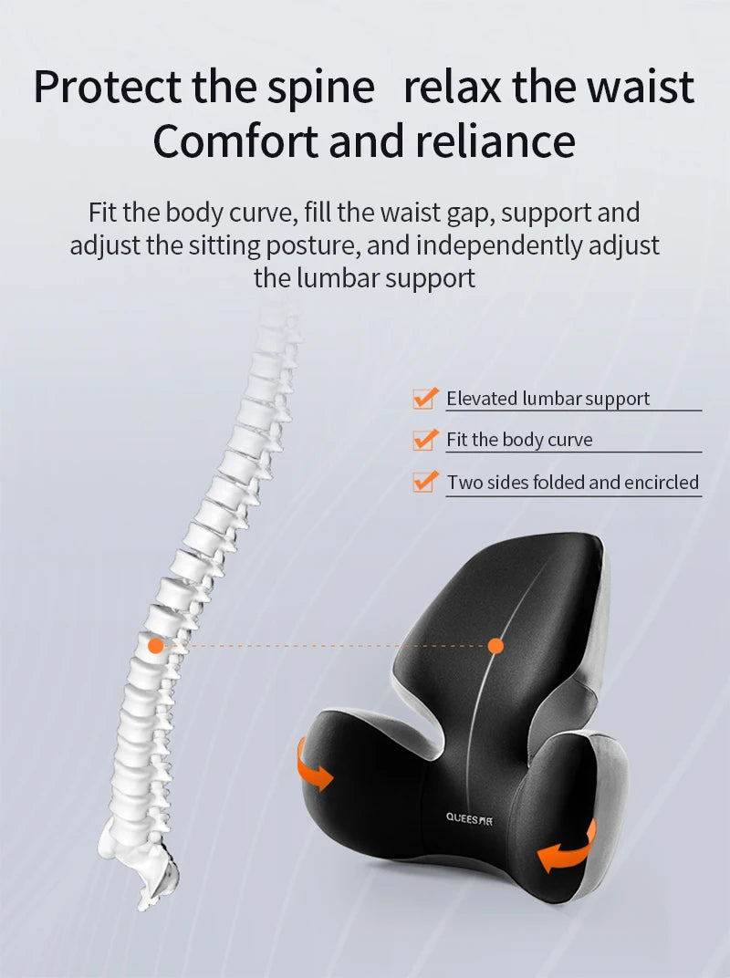 Update Car Lumbar Support Pillow Auto Neck Pillow Waist Support Removable Washable Backrest Universal Vehicle Cushion