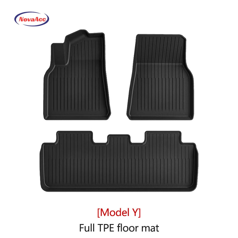 NovaAcc All TPE Floor Mats for Tesla Model Y 3 2021 to 2024 Left Rudder All Weather Foot Pad Automotive Interior Car Accessories
