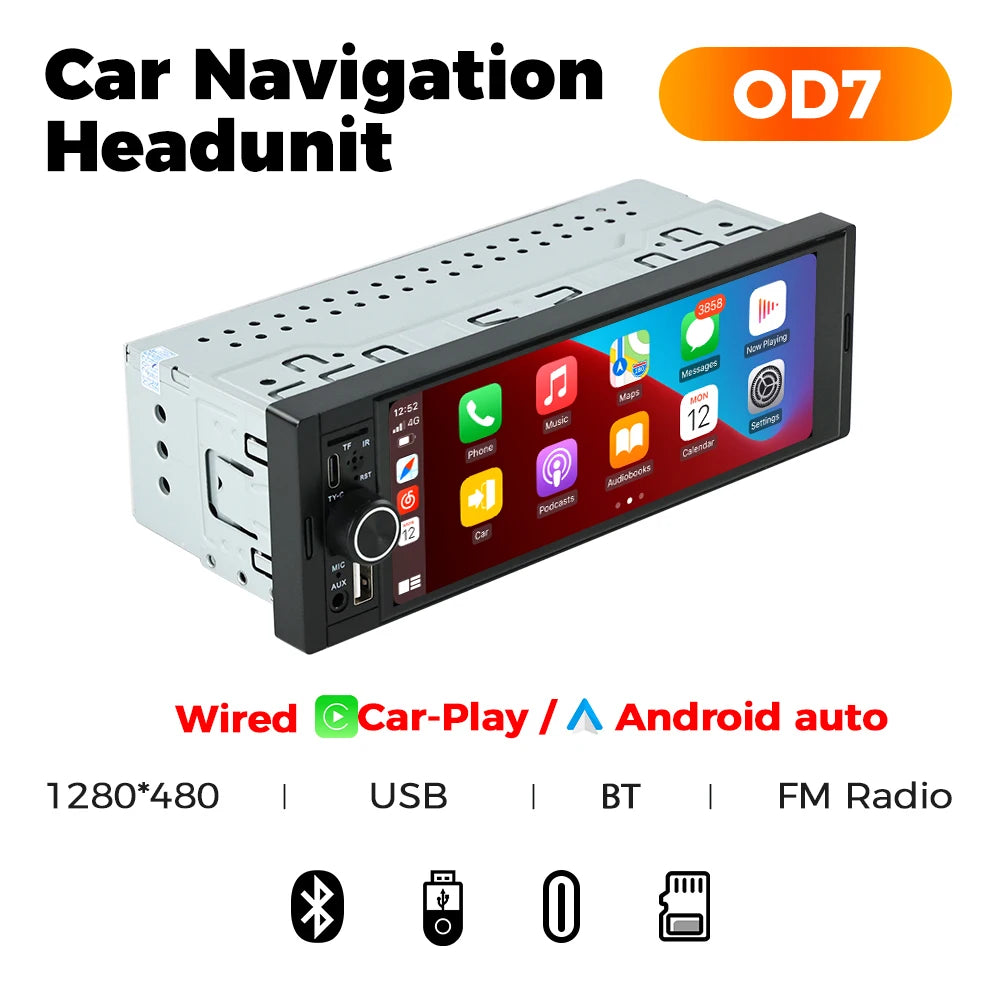 MEKEDE 6.86 Inch 1Din Carplay Android Auto Car Radio Multimedia Video MP5 Player With BT FM Stereo USB Type-C Plug Autoradio