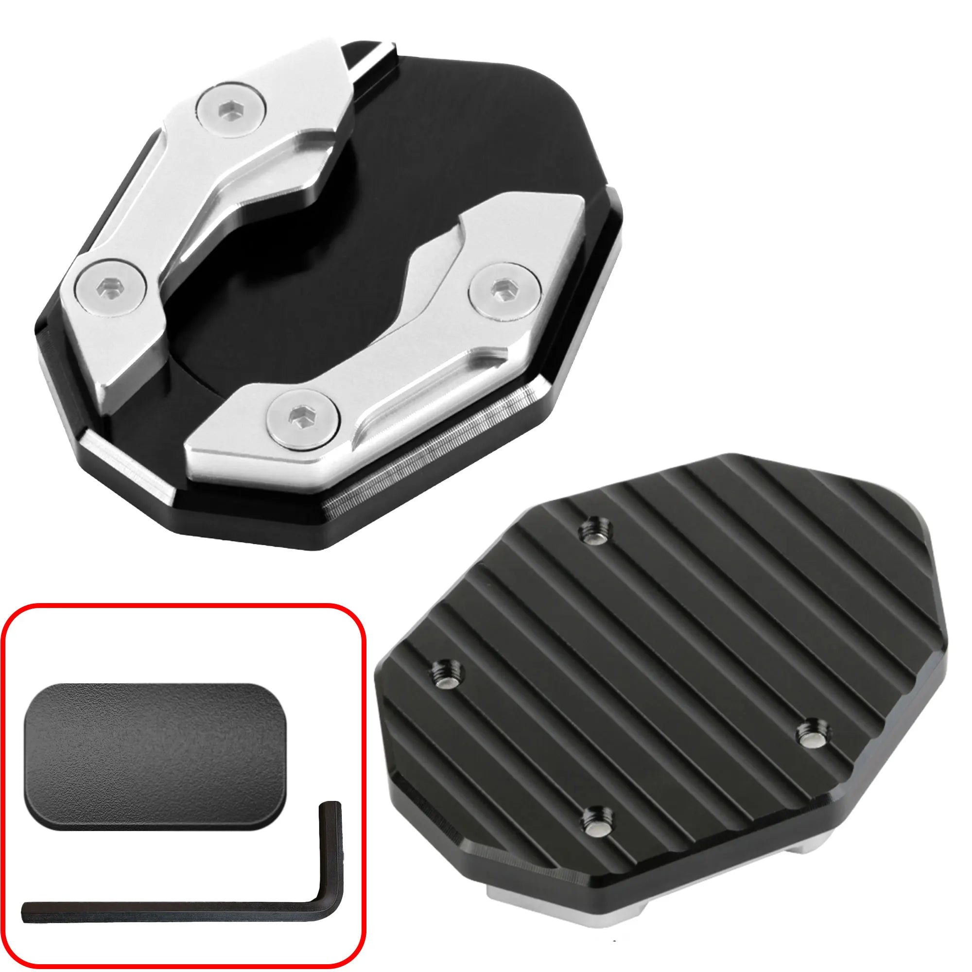 Motorcycle Kickstand Extender Foot Side Stand Extension Pad Support Plate Replacement,Side Parking Stand Foot Pad
