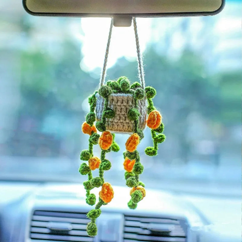 Hot selling car plant ornaments, car decorations, rearview mirror pendants, creative woolen accessories inside the car