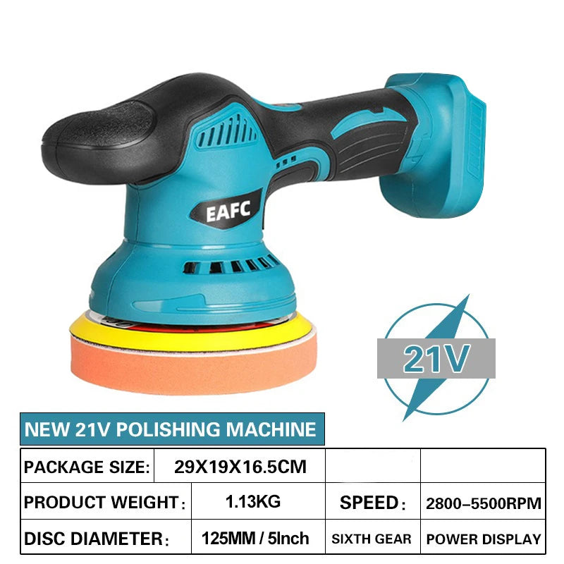 EAFC Cordless Rechargeable Buffer Polisher Portable Polishing Machine6 Gears Metal Waxing For Makita 21V Battery(No Battery)