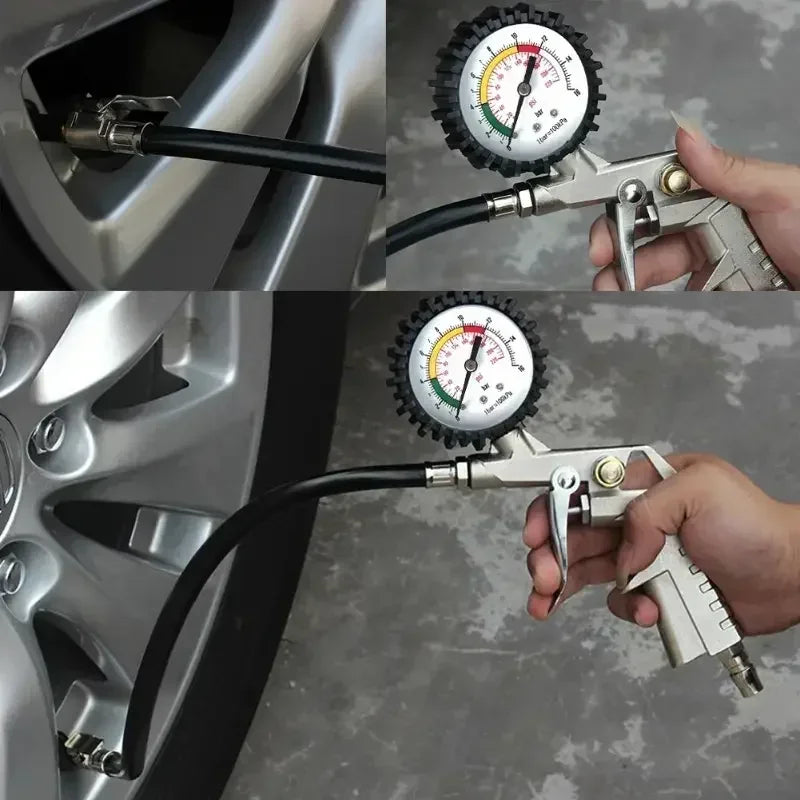 Tire Pressure Gauge for Car, Motorcycle, SUV, Inflator Pumps Tire Repair Tools Gun Type for Air Compressor Durable
