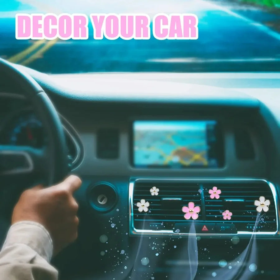 1PC Car Air Fresheners,  Car Scents Vent Clip Air Freshener, Flower Air Freshener Car Clips, Pink & White&black