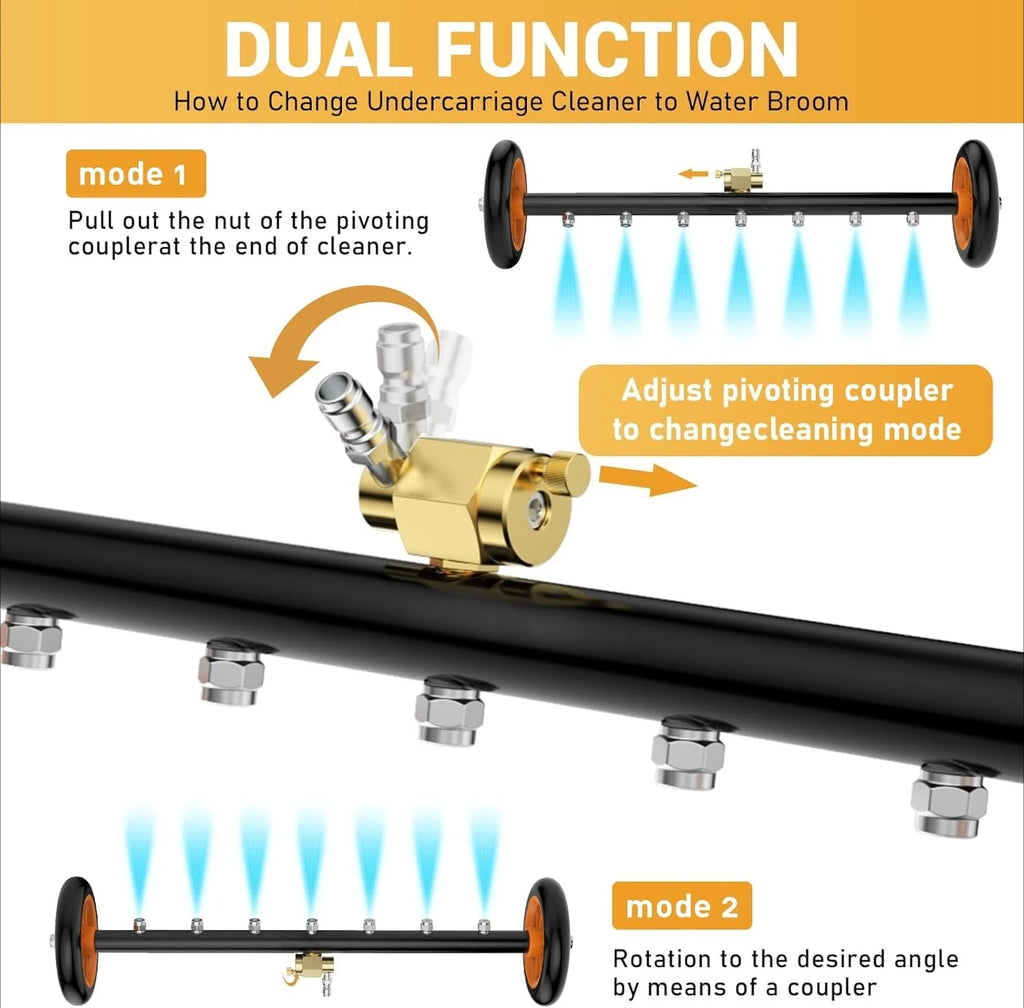 4000PSI High Pressure Car Under Body Chassis Washer Undercarriage Cleaner Water Broom Cleaner Kit for 1/4" Connector