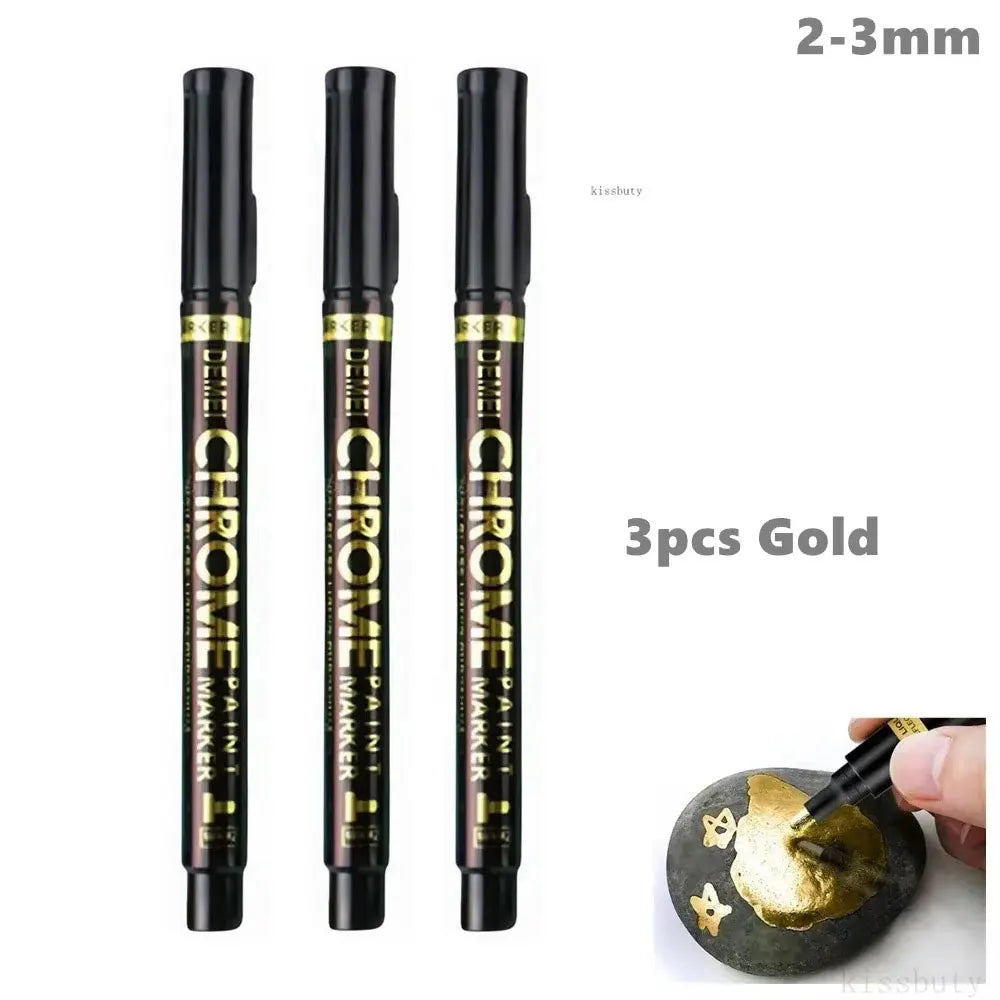 1-5Pcs Chrome Paint Marker Reflective Fluid Mirror Paint Pen 2mm Silvery Ink For DIY Car Styling Model Metal Wood Plastic Stone