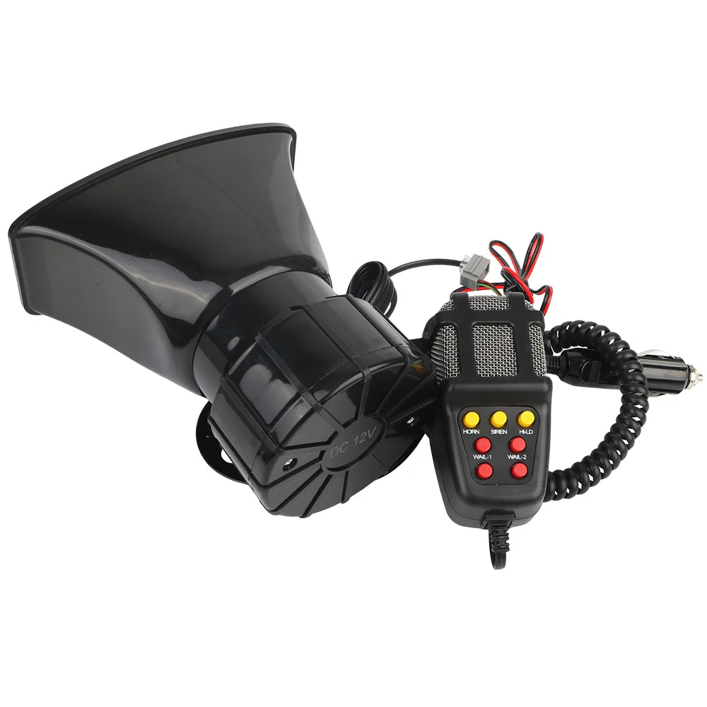 Car Warning Alarm Megaphone Police Siren Air Horn Speaker 120DB Loud Multi-tone & Claxon Horn 12V 100W Car Horn
