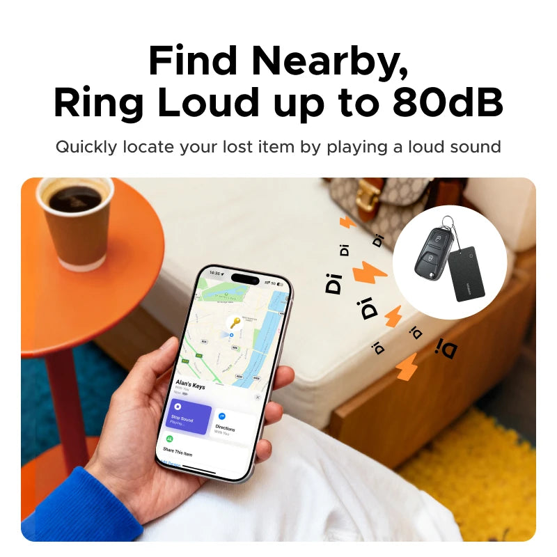 【Dual System Compatibility】Smart Finder For Apple Find My (iOS) & Find Hub App (Android) 5-Year Battery Bluetooth Tracker Card